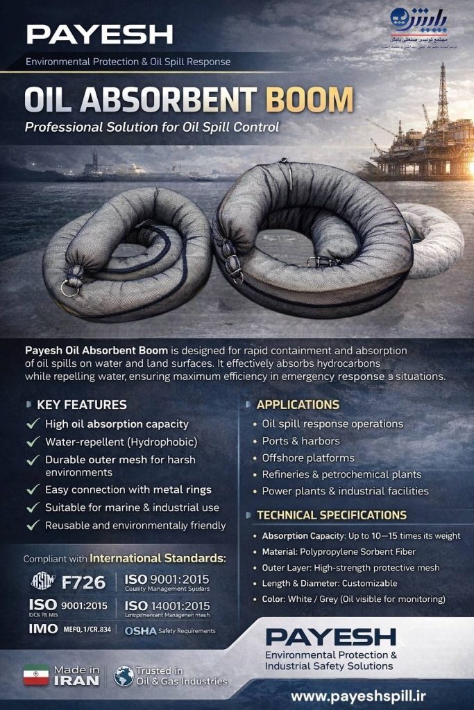 بوم جاذب نفت-پد جاذب نفت-تجهیزات مقابله با الودگی نفت-الودگی نفت