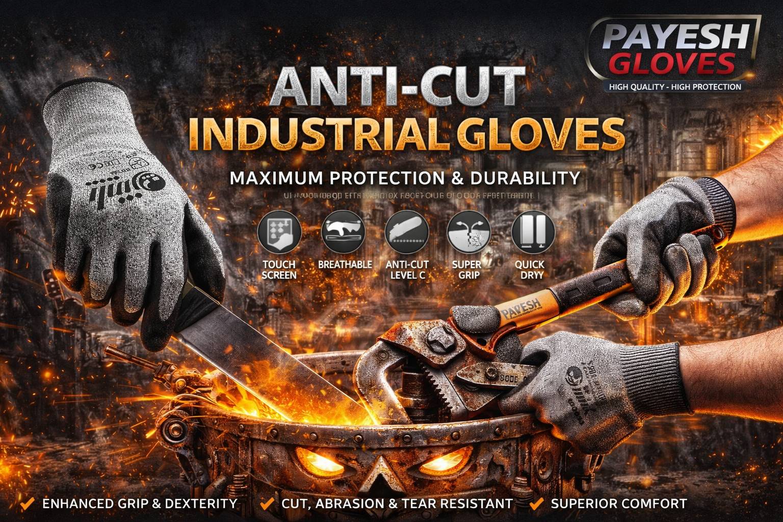 دستکش ضد برش پایش-دستکش نیتریل